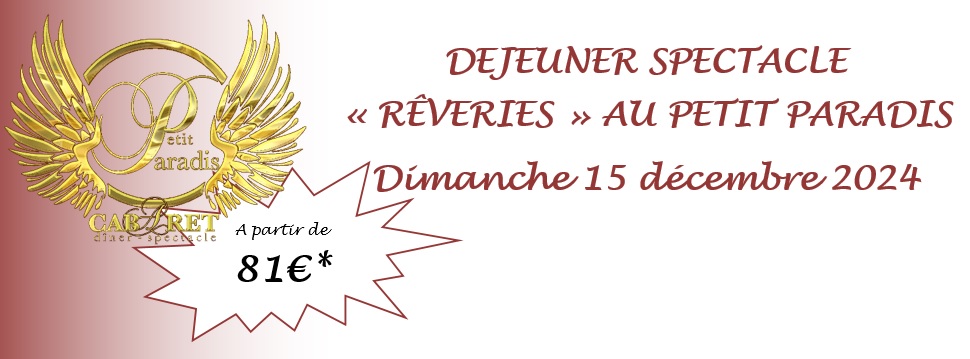 Dans un cadre feutré et raffiné, venez apprécier un spectacle de qualité digne des plus grands cabarets. Rendez-vous le dimanche 15 décembre 2024 ! Seulement 20 places disponibles !